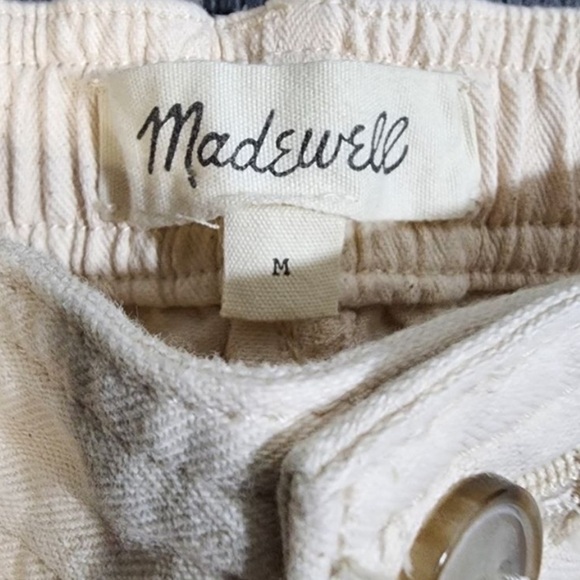 Madewell Women’s Medium Cropped Camp Pants Beige Herringbone Texture Ankle Pants - Picture 6 of 16